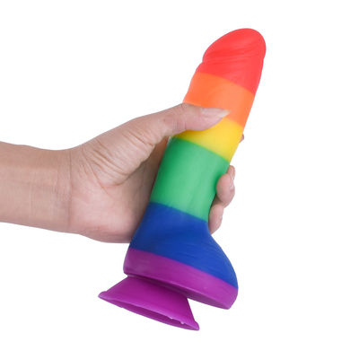 Stuk speelgoed van het de Penisgeslacht van de regenboog400g L20cm Zuignap het Dildo Vervalste