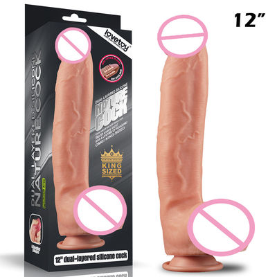 Dubbel Laagsilicone Dildos 12“ Reusachtige Realistische Penis Vrouwelijke Masturbatie